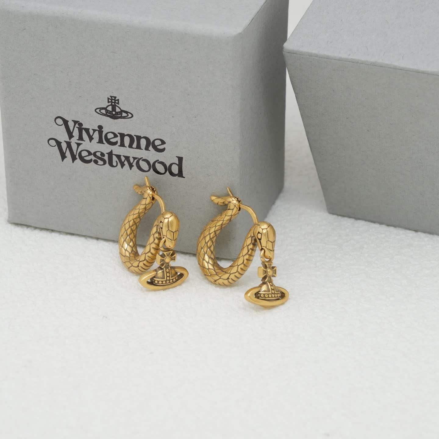 Vivienne Westwood Gold Snake Hoop Earrings